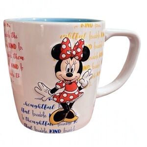🆕-Disney Parks- Minnie Mouse “Kind
Lovable Thoughtful” Embossed Mug. NWT